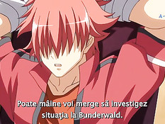 Хентай девушка с розовыми волосами дрочила член большой грудью