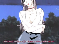 Хентай красотка с длинными волосами сделала минет и встала раком