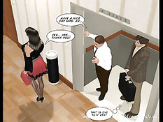 Девчонка из 3D комикса любит отсасывать и трахаться на лестнице