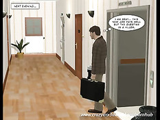 Девчонка из 3D комикса любит отсасывать и трахаться на лестнице