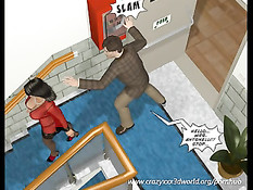 Девчонка из 3D комикса любит отсасывать и трахаться на лестнице