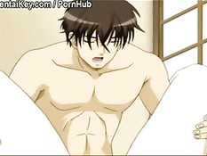 Зрелая хентай блондинка отсосала и трахнулась с парнем в позе 69