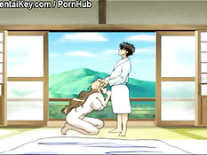 Зрелая хентай блондинка отсосала и трахнулась с парнем в позе 69