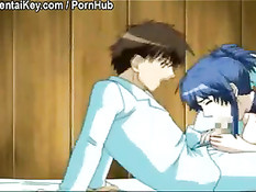 Парень в костюме наслаждается минетом и трахает сисястую девушку