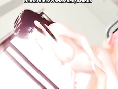 Аниме девушка занимается мастурбацией и отсасывает парню член