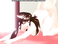 Аниме девушка занимается мастурбацией и отсасывает парню член