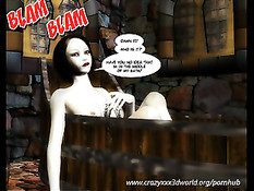 Красная шапочка из 3D комикса трахается с девушкой и с монстром