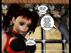 Красная шапочка из 3D комикса трахается с девушкой и с монстром