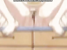 Мужчина трахает на кухне грудастую хентай домохозяйку в фартуке