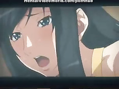 Мужчина трахает на кухне грудастую хентай домохозяйку в фартуке