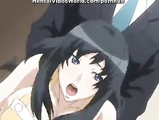 Мужчина трахает на кухне грудастую хентай домохозяйку в фартуке