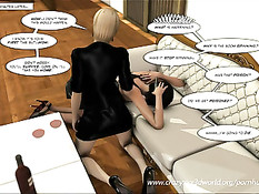 Светловолосая 3D лесбияночка в разных позах оттрахала брюнетку