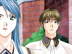 Грудастая хентай женщина зашла в ванну к парню и сделала минет