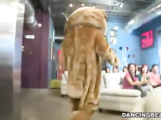 Девчонки с удовольствием отсасывают стриптизёрам на вечеринке