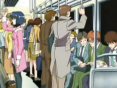 Хентай девке сделали куннилингус в вагоне метро и трахнули раком