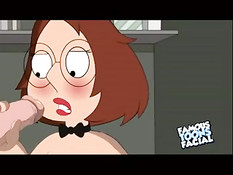 Мег Гриффин делает минет Крису и получает сперму в бритую пизду