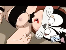 Мег Гриффин делает минет Крису и получает сперму в бритую пизду