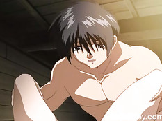 Пацан уложил хентай девку на кровать и засадил в волосатую киску