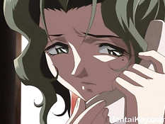 Пацан уложил хентай девку на кровать и засадил в волосатую киску