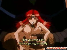 Хентай принцесса с красными волосами трахается с злым монстром