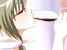 После выпитого вина хентай девчонка разделась и подставила попу