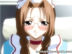 Он всунул вибратор сексуальной хентай горничной и отодрал раком