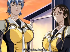 Две грудастые хентай девчонки по очереди прыгают на члене парня