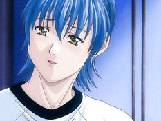 Две грудастые хентай девчонки по очереди прыгают на члене парня