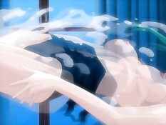 Две грудастые хентай девчонки по очереди прыгают на члене парня