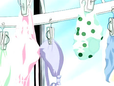 Парень трахает на кровати раком хентай девку с голубыми волосами