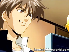 Парень трахает на кровати раком хентай девку с голубыми волосами