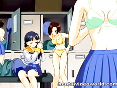 Парень трахает на кровати раком хентай девку с голубыми волосами