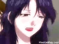 Два парня оттрахали на кровати хентай женщину с большой грудью