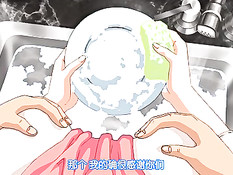 Грудастая хентай мама вымыла мальчика в ванной и подрочила член