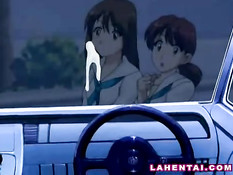 Грудастая хентай подруга занимается с парнем сексом в автомобиле