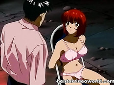 Связанным хентай девкам вставляют вибратор в пизду и хуй в анус