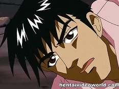 Связанным хентай девкам вставляют вибратор в пизду и хуй в анус