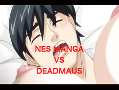 Аниме девчонки с огромными сиськами отсасывают и дрочат парням