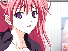 Парень целует аниме девку с большими сиськами и трахает на полу