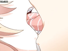 Парень целует аниме девку с большими сиськами и трахает на полу