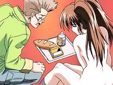 Грудастую хентай милашку связали и довели до оргазма вибратором