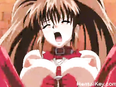 Грудастую хентай милашку связали и довели до оргазма вибратором