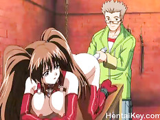 Грудастую хентай милашку связали и довели до оргазма вибратором