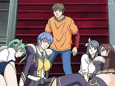 Две хентай лесбиянки насаживаются на двусторонний фаллоимитатор