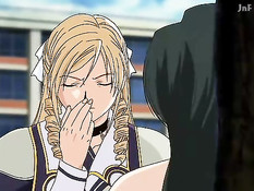 Две хентай лесбиянки насаживаются на двусторонний фаллоимитатор