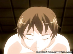 Красивая аниме детка делает парню минет и занимается с ним сексом