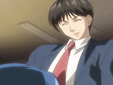 Парень ласкает большую грудь и трахает хентай девку в библиотеке