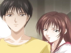 Парень ласкает большую грудь и трахает хентай девку в библиотеке