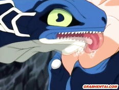 Двух милых хентай девочек трахает компания похотливых монстров