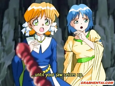 Двух милых хентай девочек трахает компания похотливых монстров